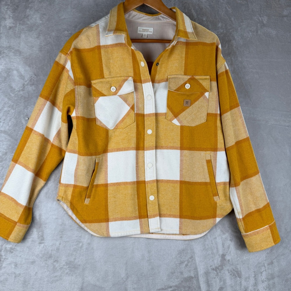 Roark Open Roads Open Minds Mustard Yellow Plaid Flannel Shacket‎ Womens Small